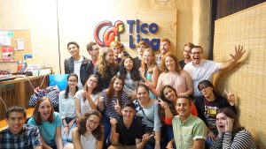 Tico Lingo group photos with many students from around the world
