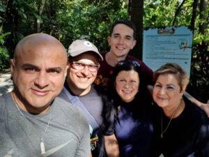 Homestay family takes student out for a hike on the weekend