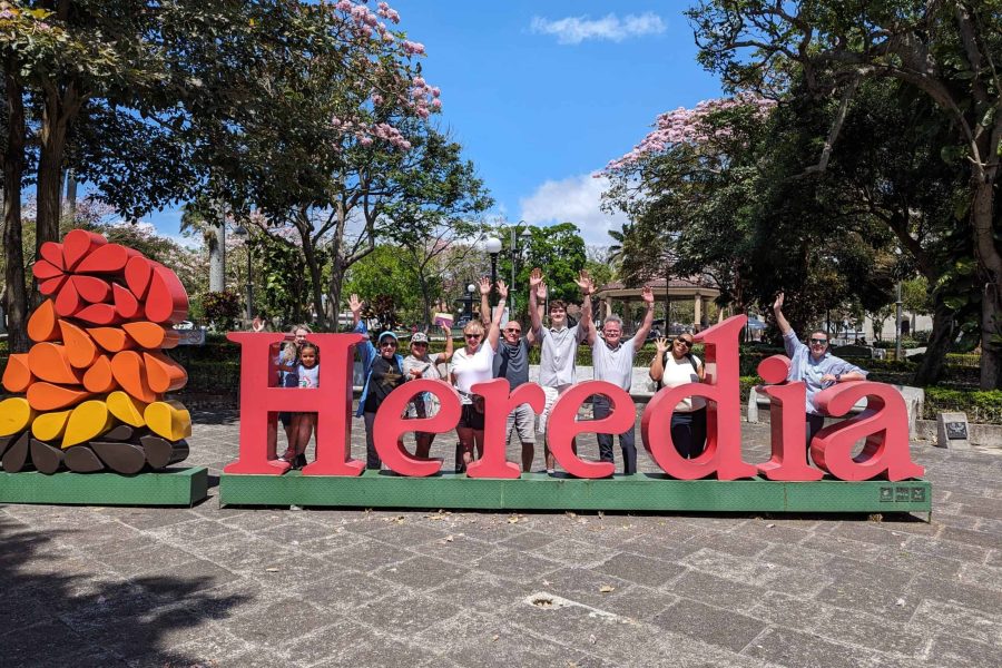 Group of students from the USA learning Spanish in a tailored immersion program at Tico Lingo, actively participating in classroom sessions and cultural events.